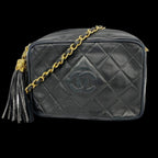 Black Leather Chanel Shoulder Bag