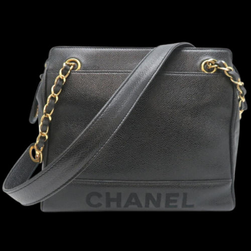 Black Leather Chanel Shoulder Bag