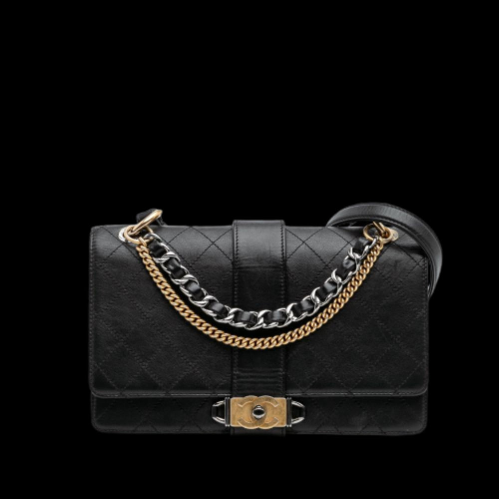 Black Leather Chanel Flap Bag