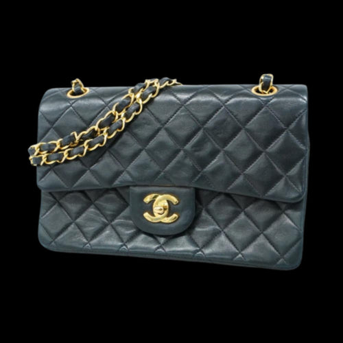 Black Leather Chanel Flap Bag