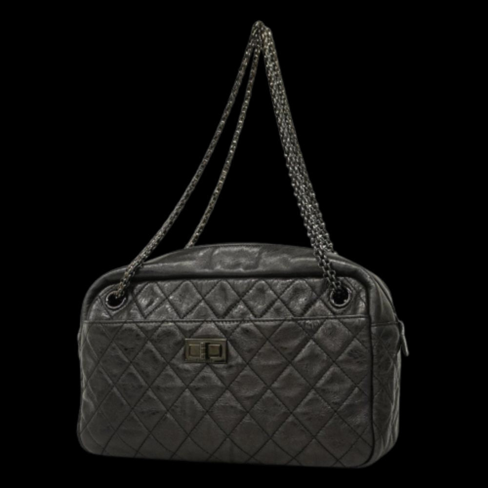 Black Leather Chanel Shoulder Bag