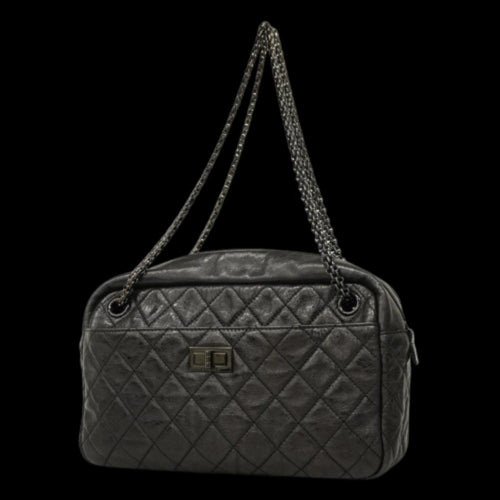 Black Leather Chanel Shoulder Bag