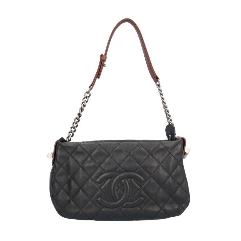 Black Leather Chanel Shoulder Bag