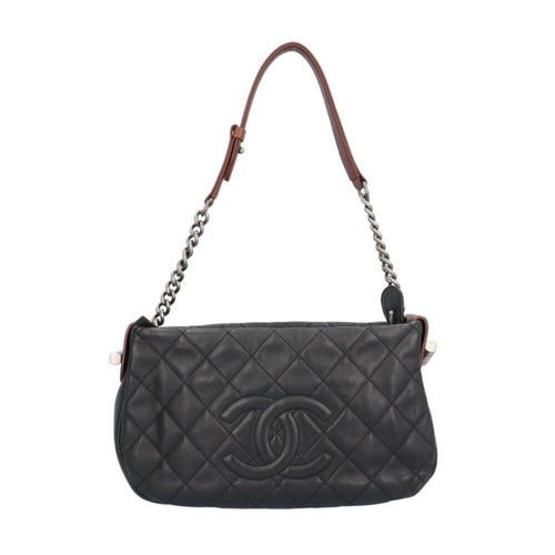 Black Leather Chanel Shoulder Bag