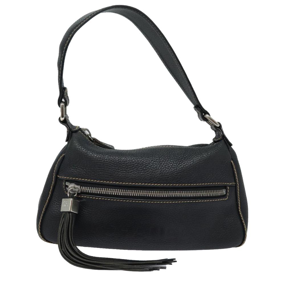 Black Leather Chanel Shoulder Bag