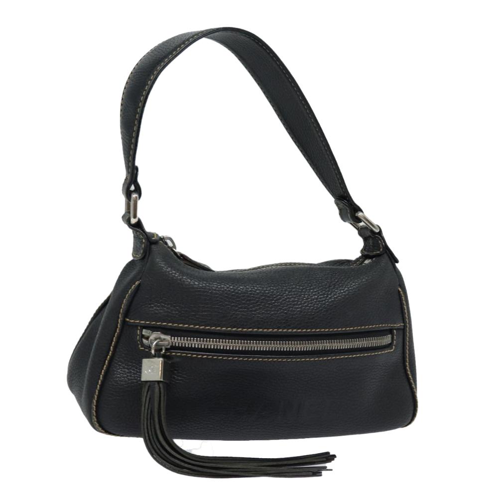 Black Leather Chanel Shoulder Bag
