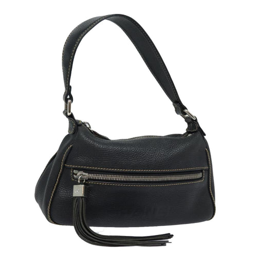 Black Leather Chanel Shoulder Bag