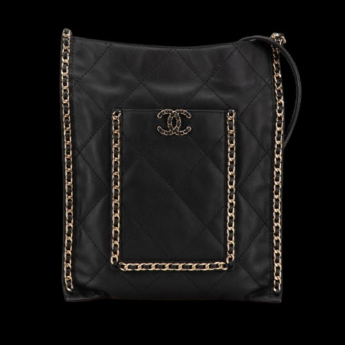 Black Leather Chanel Tote