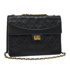Black Leather Chanel Flap Bag