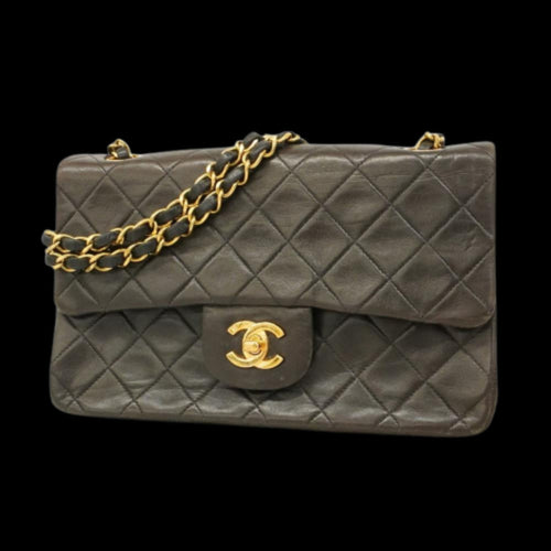 Black Leather Chanel Flap Bag