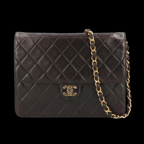 Black Leather Chanel Shoulder Bag