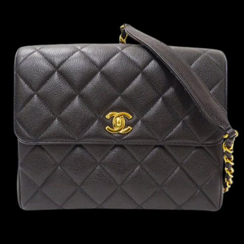 Black Leather Chanel Shoulder Bag
