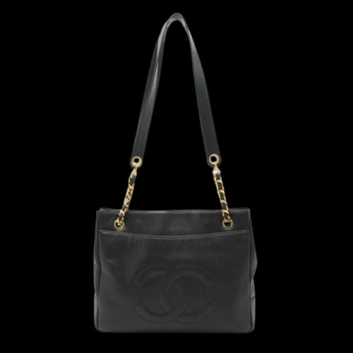 Black Leather Chanel Tote