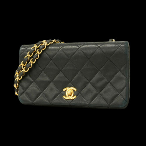 Black Leather Chanel Shoulder Bag