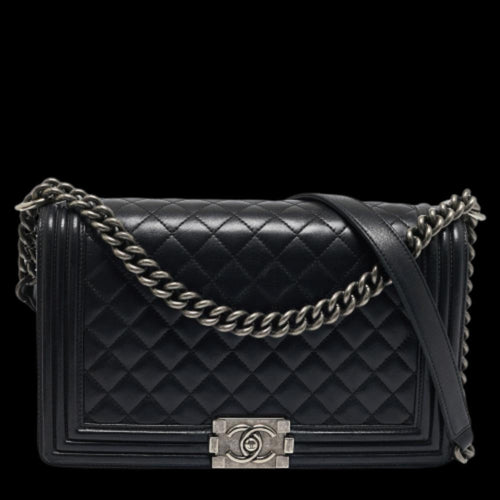 Black Leather Chanel Flap Bag