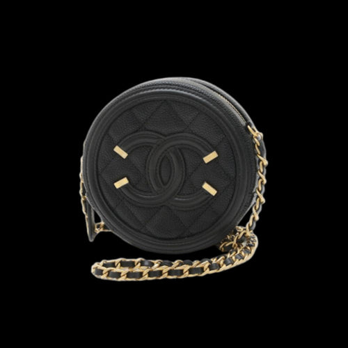 Black Leather Chanel Shoulder Bag