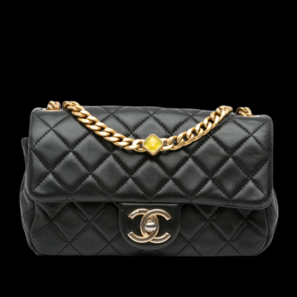 Black Leather Chanel Flap Bag
