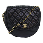 Black Leather Chanel Shoulder Bag