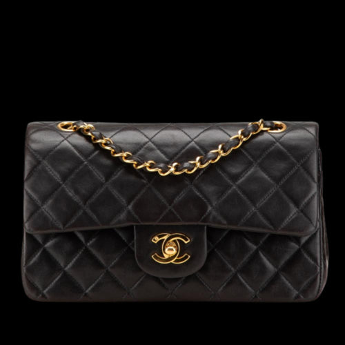 Black Leather Chanel Flap Bag