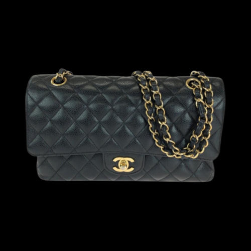 Black Leather Chanel Flap Bag