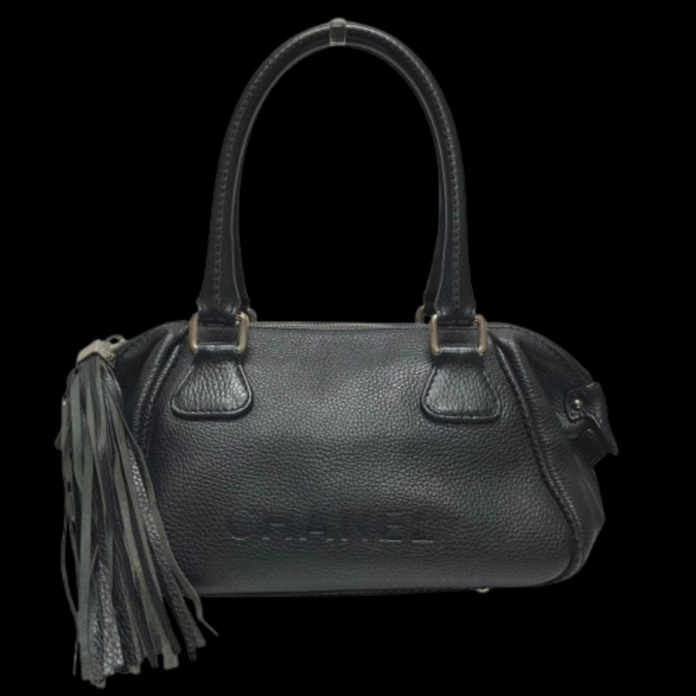 Black Leather Chanel Shoulder Bag