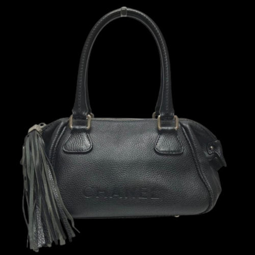 Black Leather Chanel Shoulder Bag