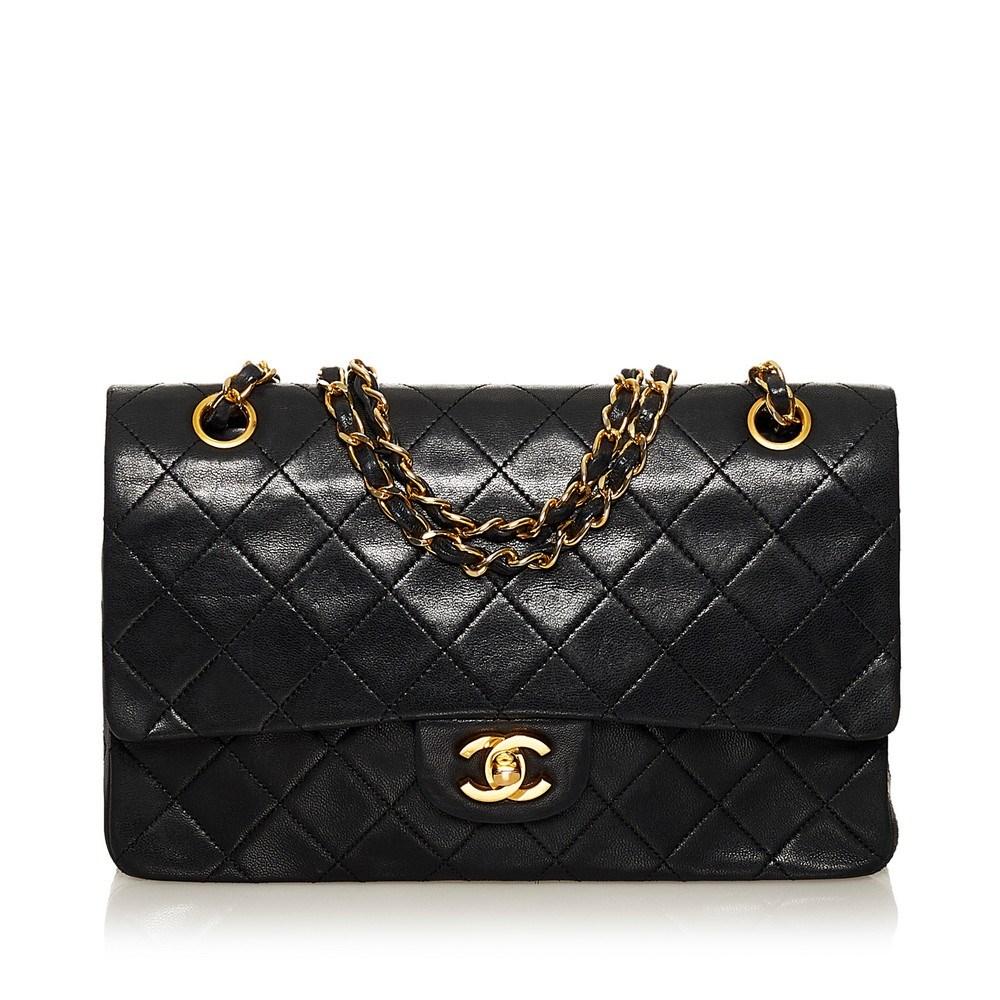 Black Leather Chanel Flap Bag
