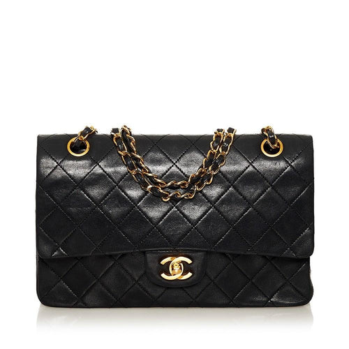 Black Leather Chanel Flap Bag