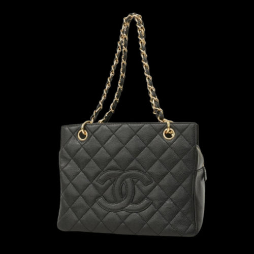 Black Leather Chanel Tote