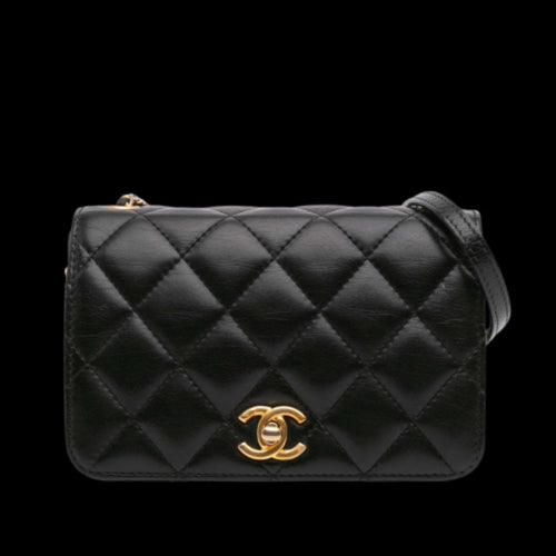 Black Leather Chanel Crossbody Bag