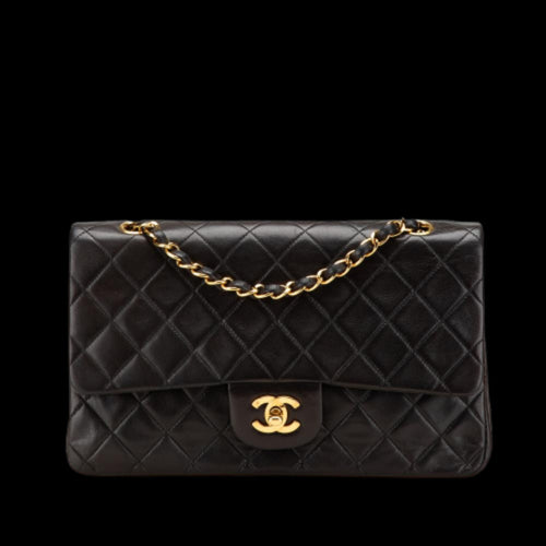 Black Leather Chanel Flap Bag