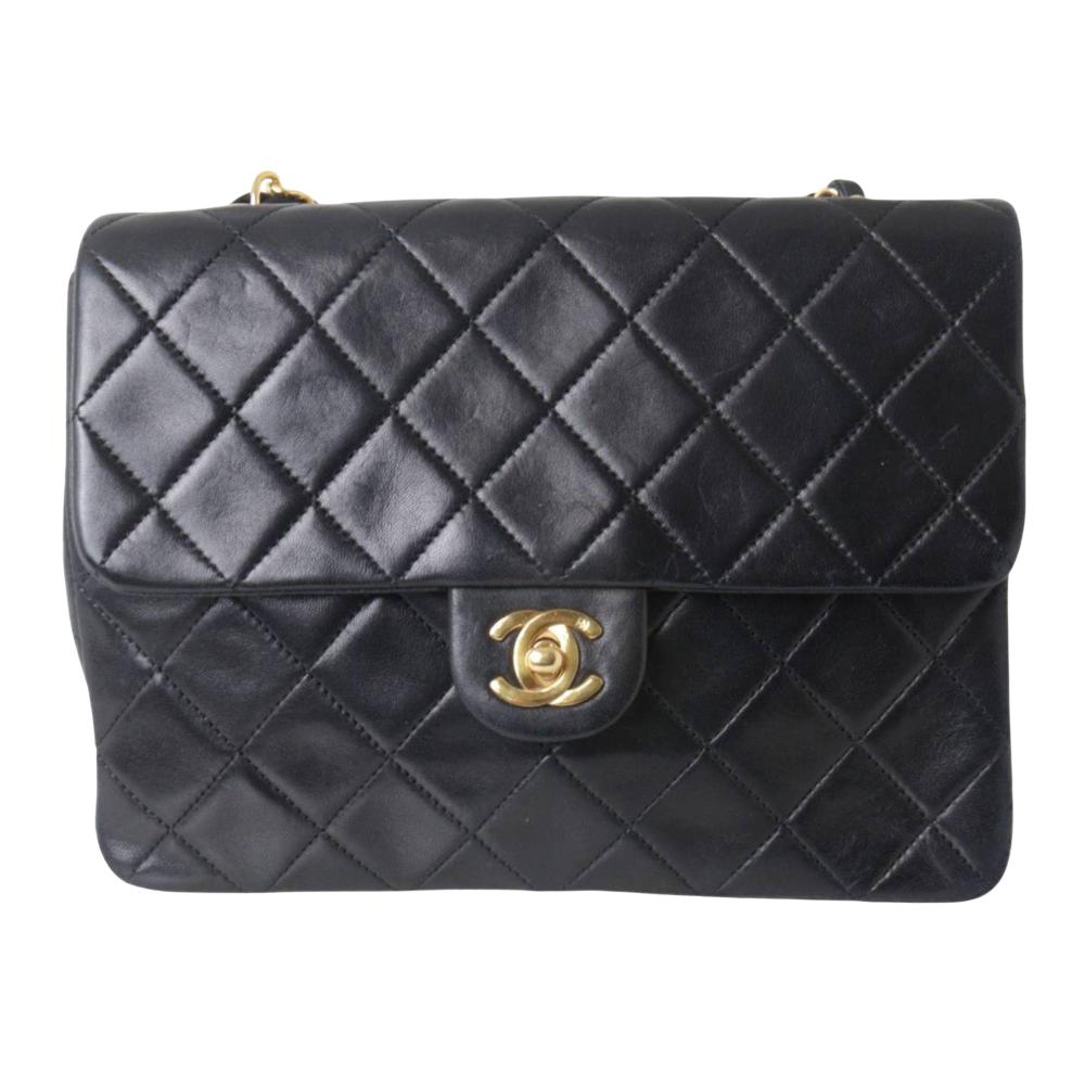 Black Leather Chanel Shoulder Bag