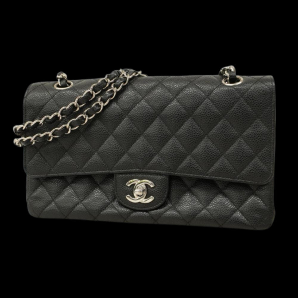 Black Leather Chanel Flap Bag