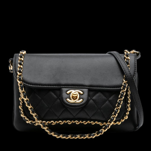 Black Leather Chanel Flap Bag