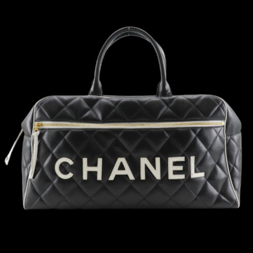 Black Leather Chanel Travel Bag