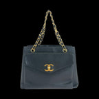 Black Leather Chanel Shoulder Bag