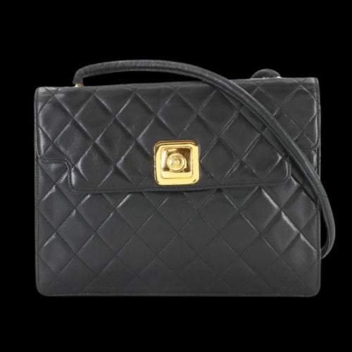 Black Leather Chanel Shoulder Bag