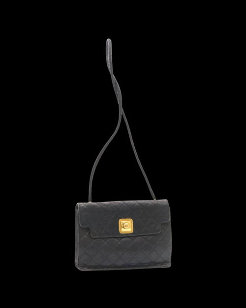 Black Leather Chanel Shoulder Bag