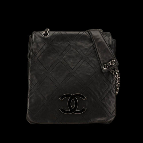 Black Leather Chanel Crossbody Bag