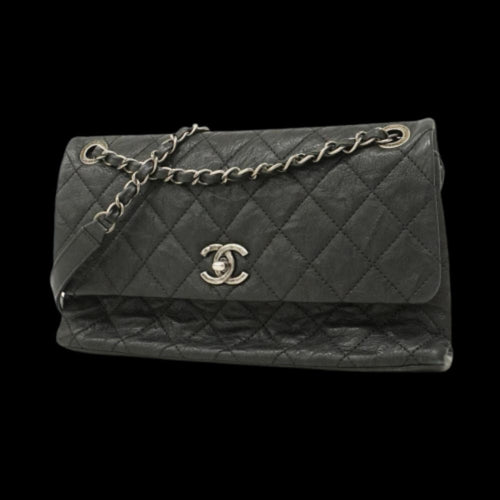 Black Leather Chanel Shoulder Bag