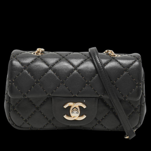 Black Leather Chanel Flap Bag
