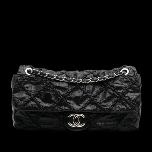 Black Leather Chanel Shoulder Bag