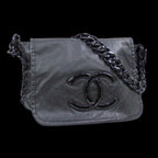Black Leather Chanel Shoulder Bag