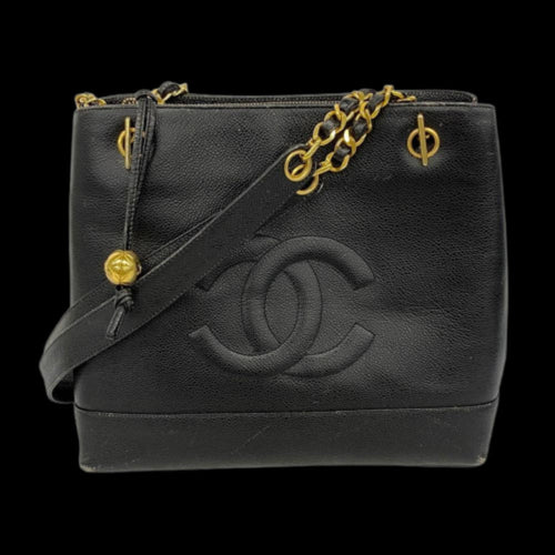 Black Leather Chanel Shoulder Bag