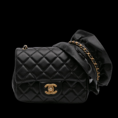 Black Leather Chanel Flap Bag