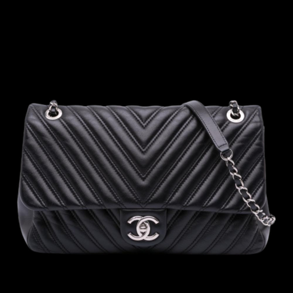 Black Leather Chanel Flap Bag