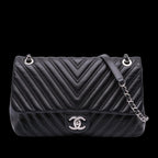 Black Leather Chanel Flap Bag