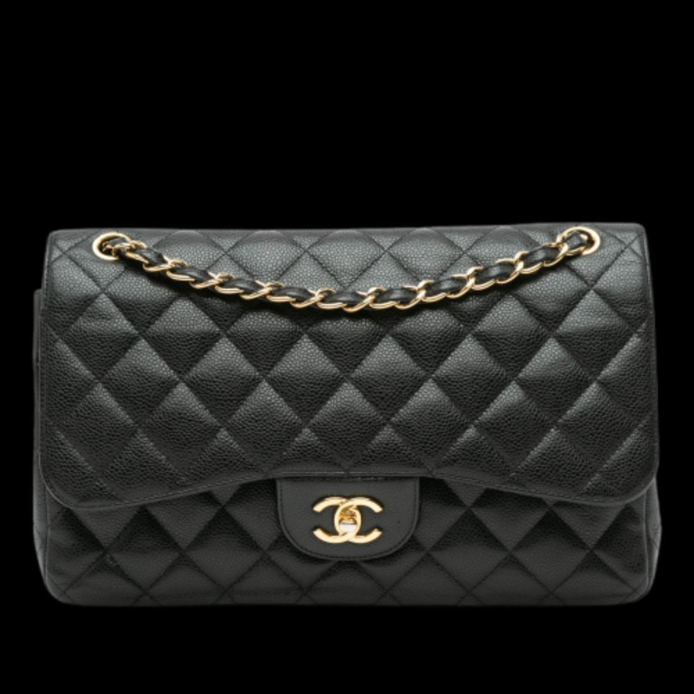 Black Leather Chanel Flap Bag