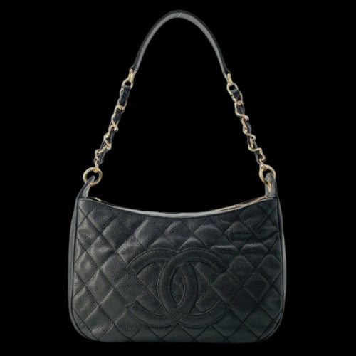 Black Leather Chanel Shoulder Bag