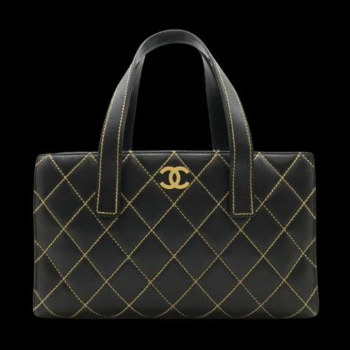 Black Leather Chanel Tote